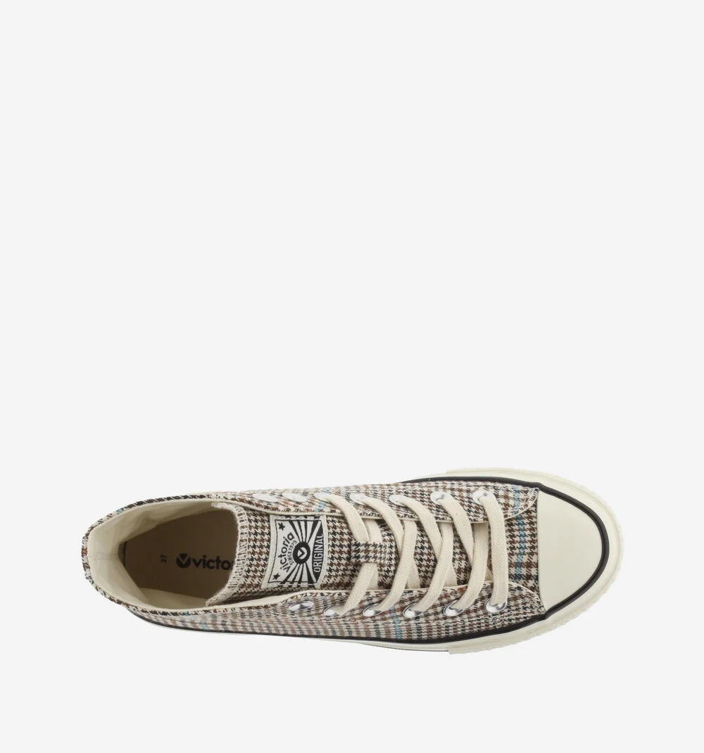TRIBU BRILLANCE CARREAUX Baskets montantes pour femmes à carreaux TAUPE