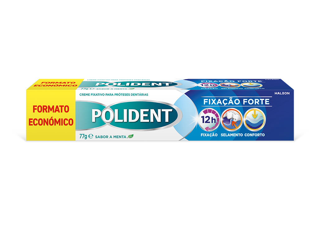 CREME FIXATIVO POLIDENT FIXAÇÃO FORTE 77GR