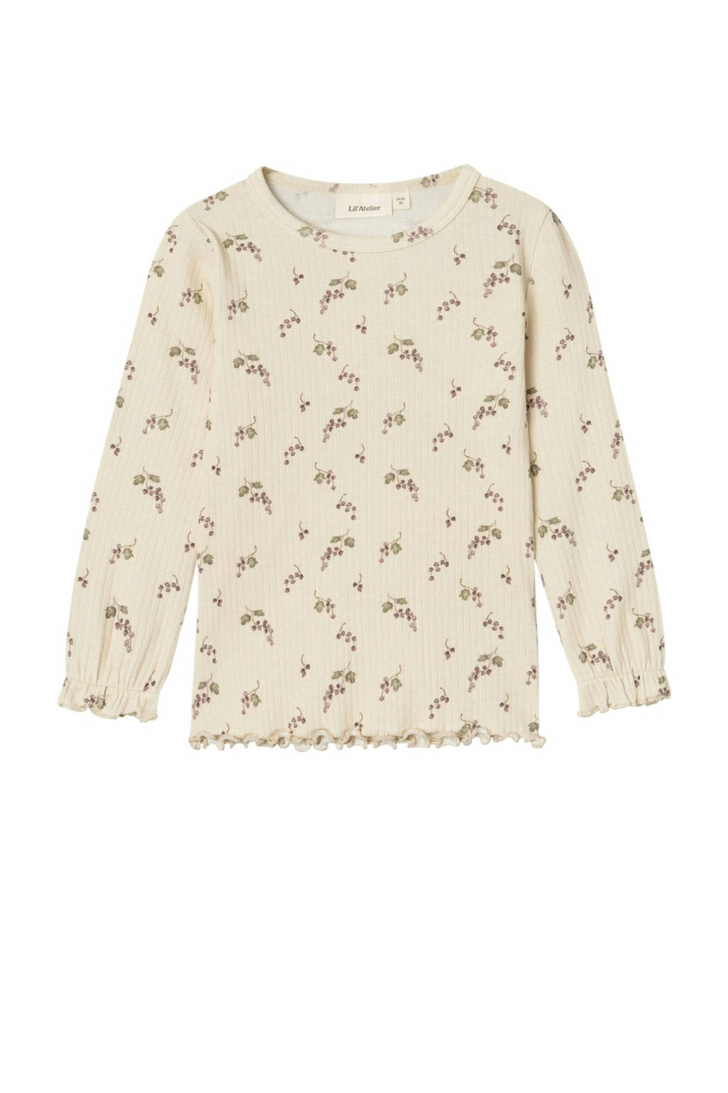 LIL' ATELIER longsleeve NMFGIO met paisleyprint en ruches ecru