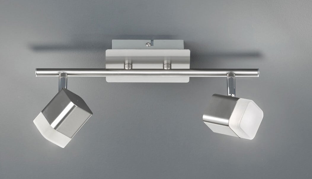 LED Deckenlampe mit 2 Spots Roubaix nickelfarbig 34x9cm 14,5cm Metall Acryl verstellbar Strahler