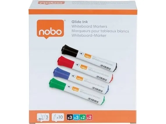 Whiteboardmarker Glide rund Nobo - 10 stk. ass.