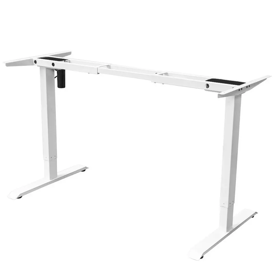 Elektrisch verstelbaar bureau - 160x80 cm - Single motor - Wit / Licht eiken