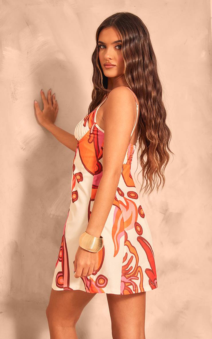 Orange Robe Droite À Imprimé Floral