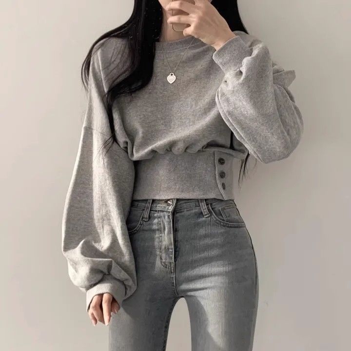 Bolgivy - Sweatshirt met ronde hals en pofmouwen