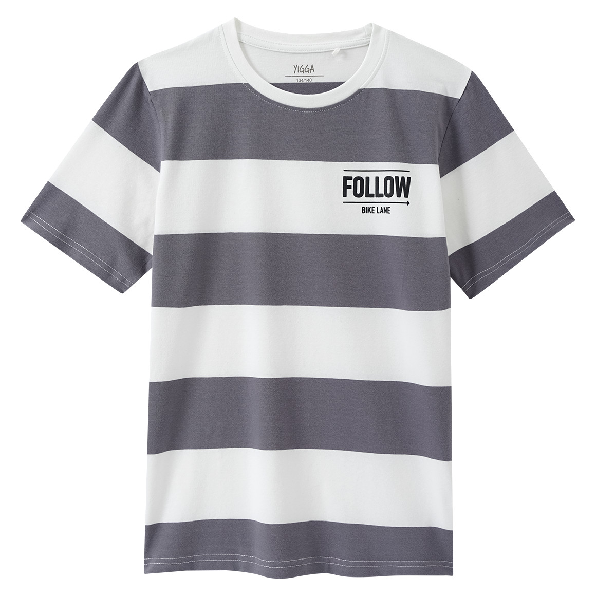 Yigga Jungen T-Shirt mit Streifen grau / weiss
