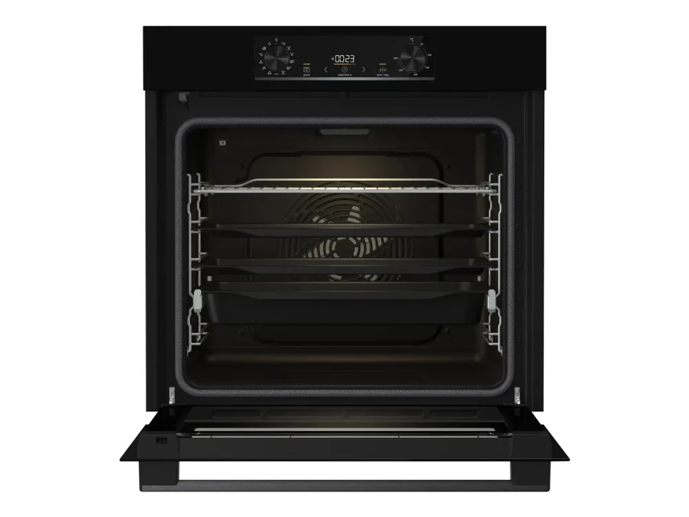 Gorenje Essential BPS6737E07B - Ovn - med dampfunktion - til indbygning - niche - bredde: 56 cm - dybde: 55 cm - højde: 59 cm - med selv-rengøring - Klasse A  - sort