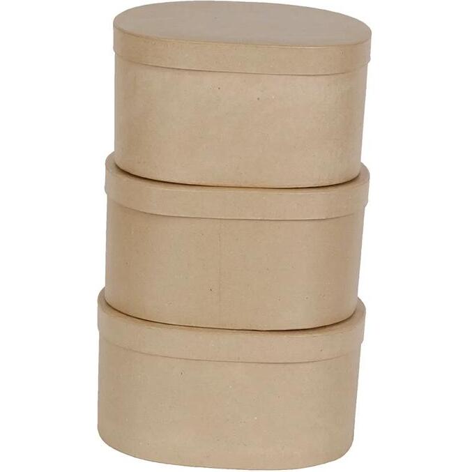 Lot 3 boîtes ovales (28x22x15/30x24x15cm) - Kraft
