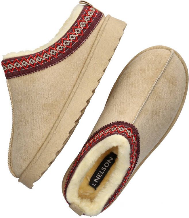 Nelson Home suède pantoffels beige