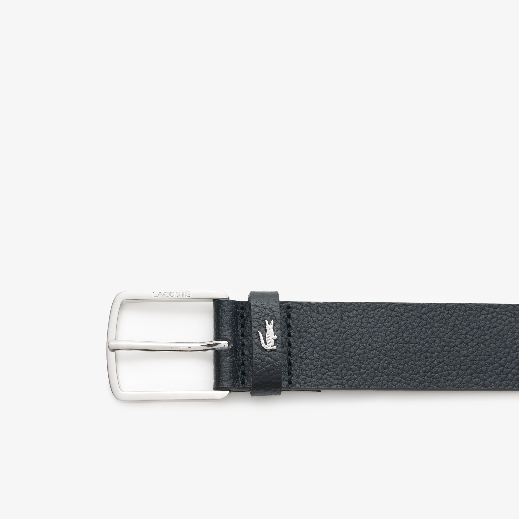 Ceinture en cuir grainé avec crocodile Ceintures - Noir - Lacoste - Homme