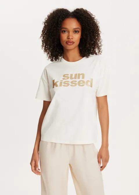 T-shirt met print sunkissed off-white (WIT.O)