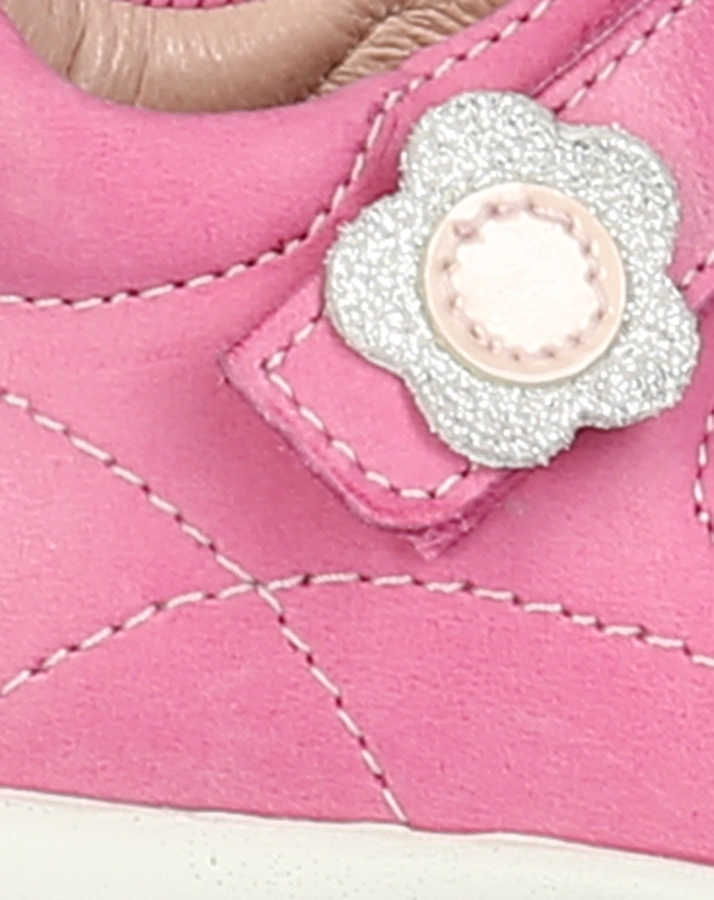 Leder-Sandalen BITA mit Glitzerblume in rosa