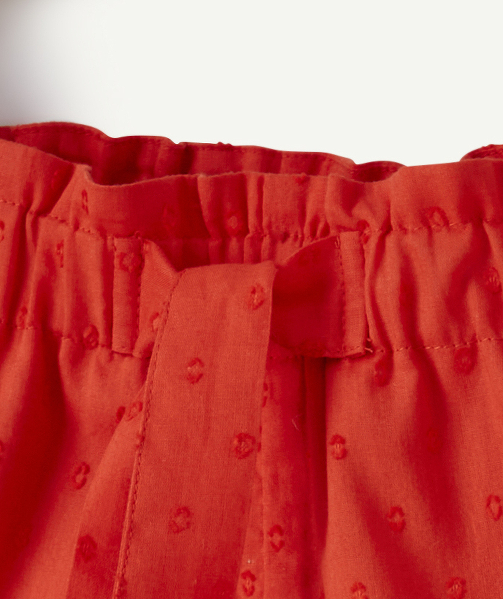 SHORT BÉBÉ FILLE EN COTON BIO ROUGE ET PLUMETIS