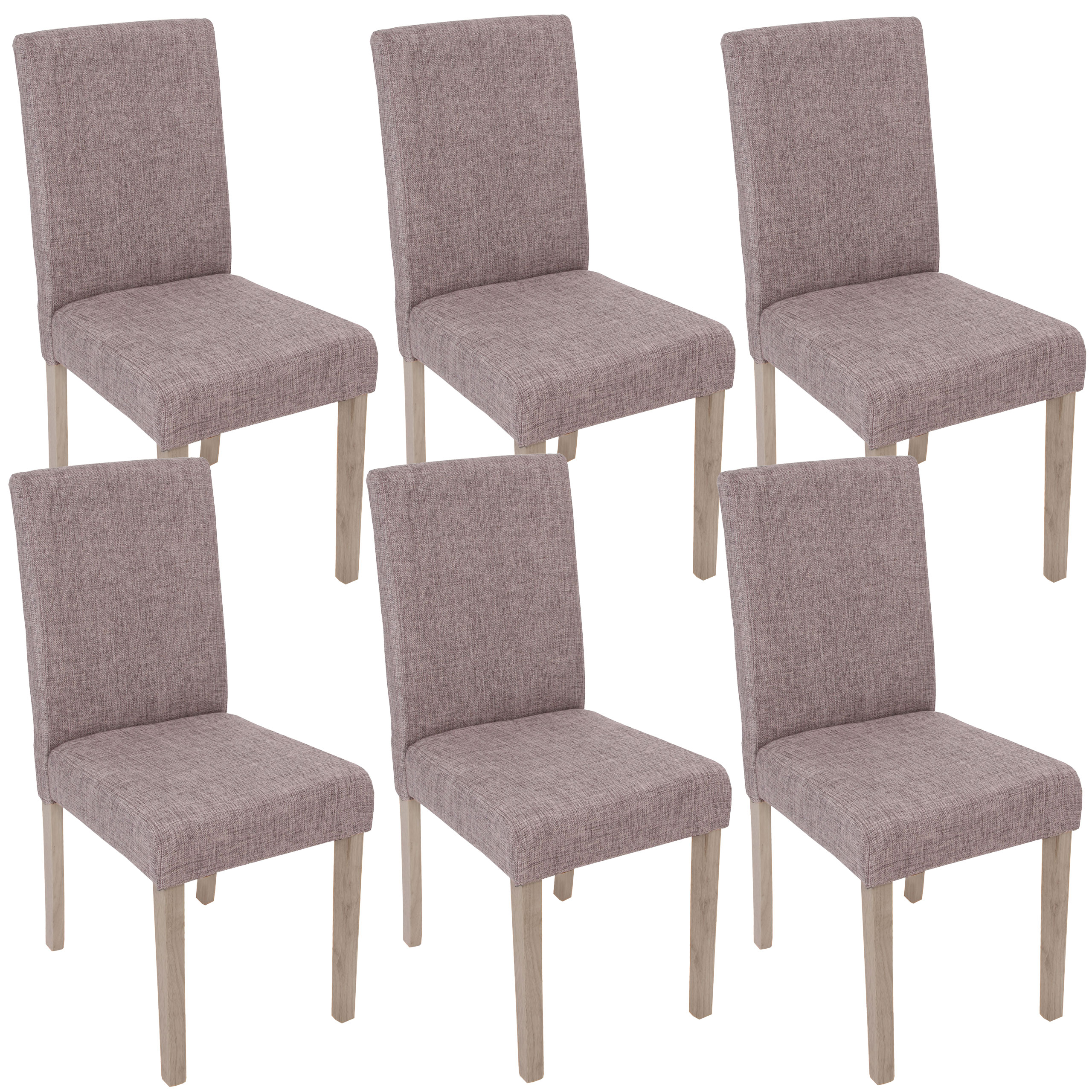6er-Set Esszimmerstuhl Littau, Stuhl Küchenstuhl ~ Textil, grau, Beine Struktur - Eiche