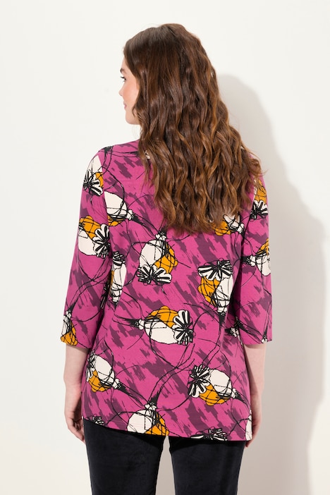 Longshirt, A-Linie, Rundhals, 3/4-Arm, Biobaumwolle