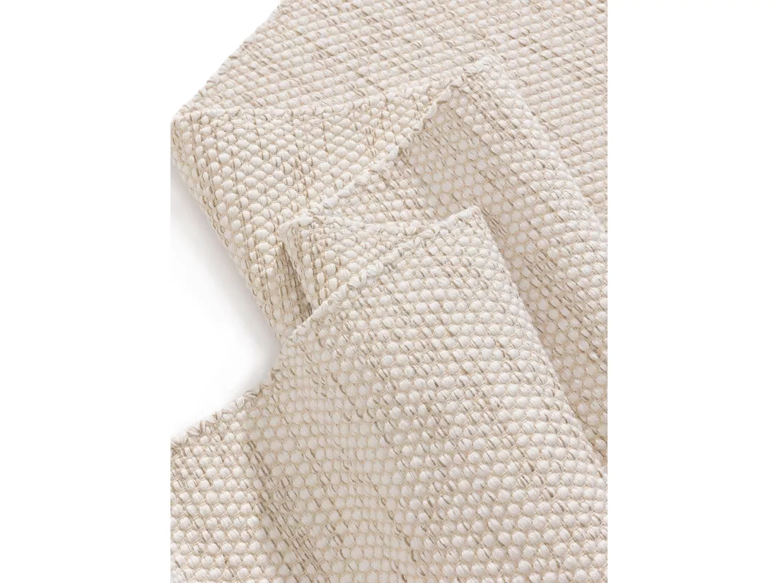 Tapis de couloir en coton tissé main Ron Crème 80x300 cm