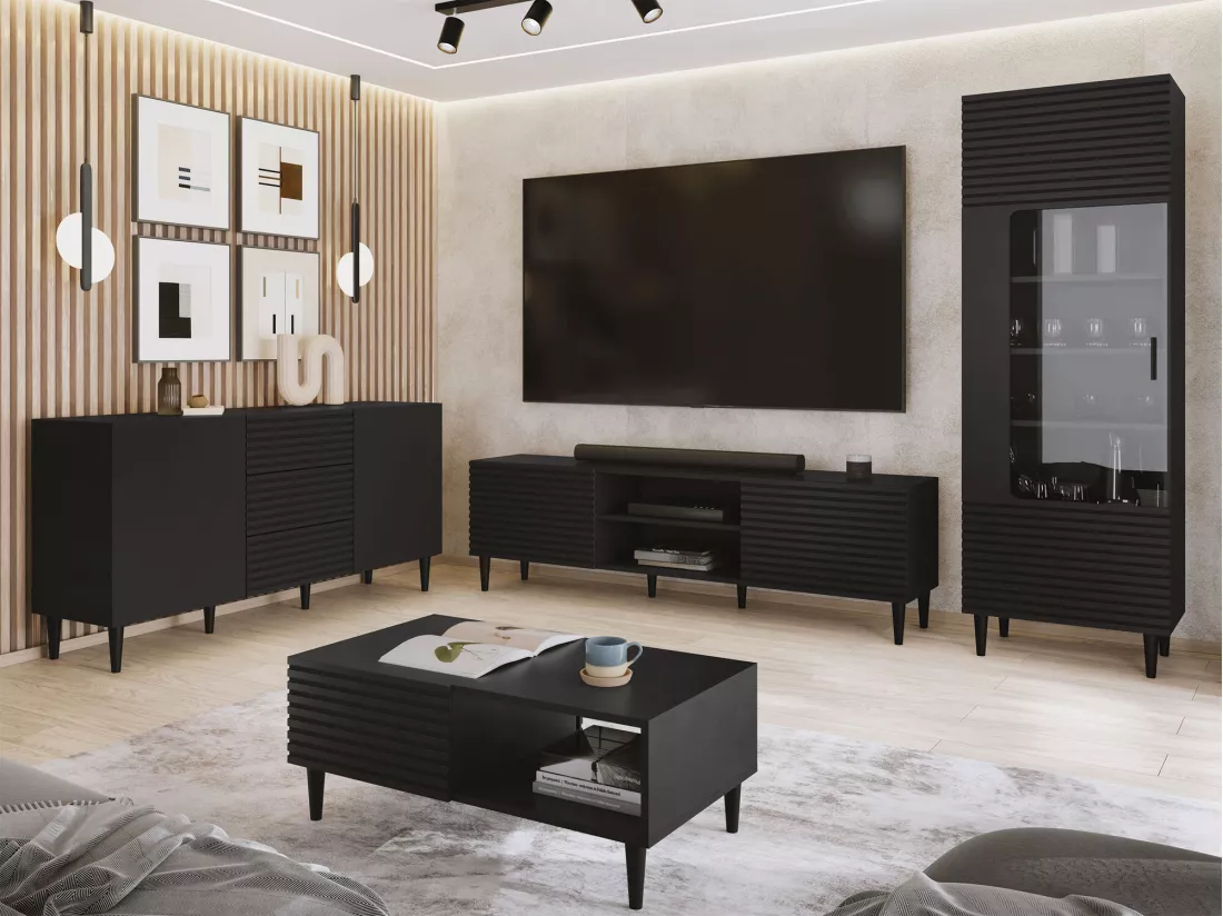 Étagère Comfivo Mavmono 107, Fermé|Avec des portes, Stratifié|Verre|MDF, 180x60x40cm