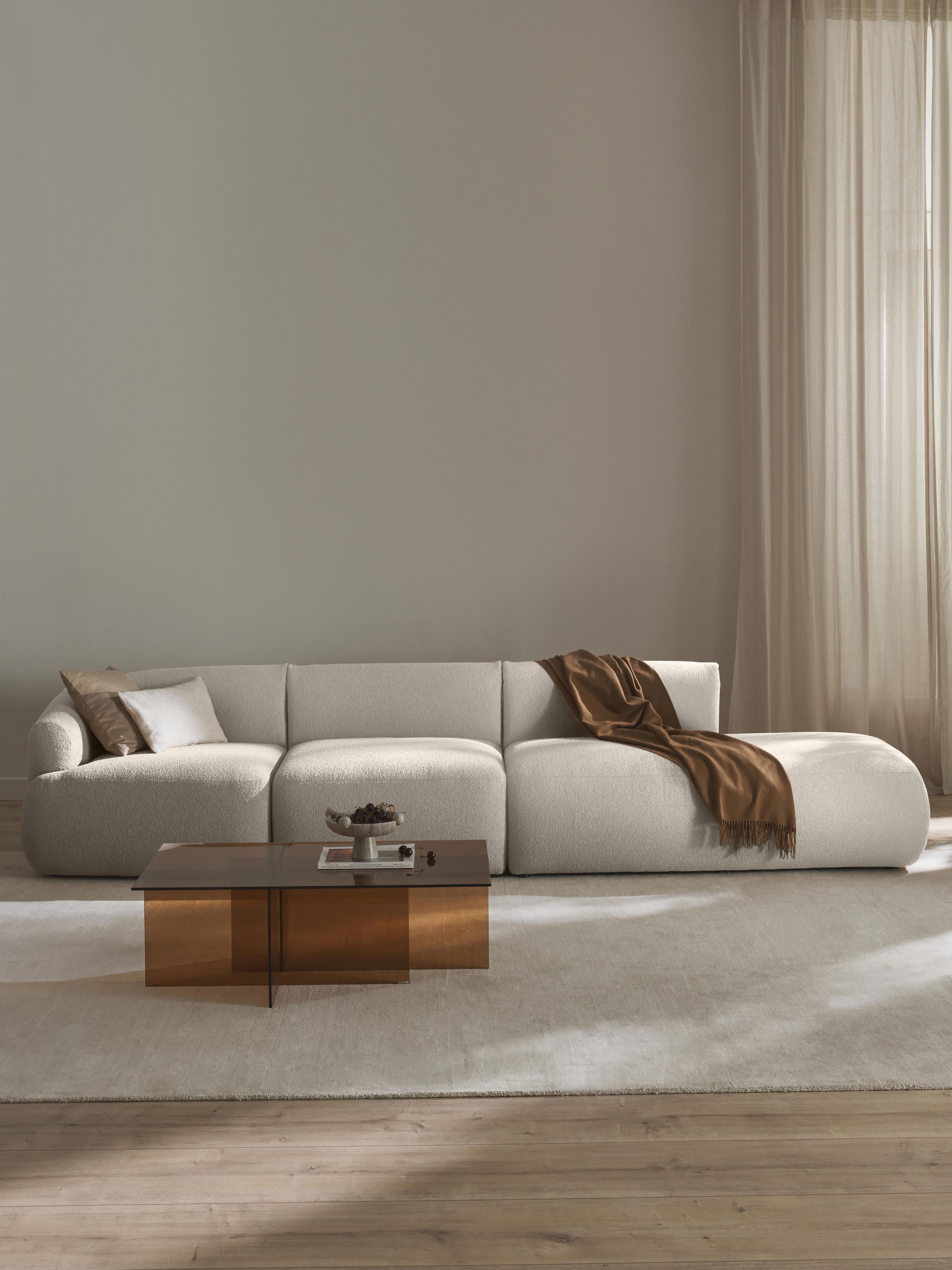 Modulaire XL chaise longue Sofia van bouclé stof