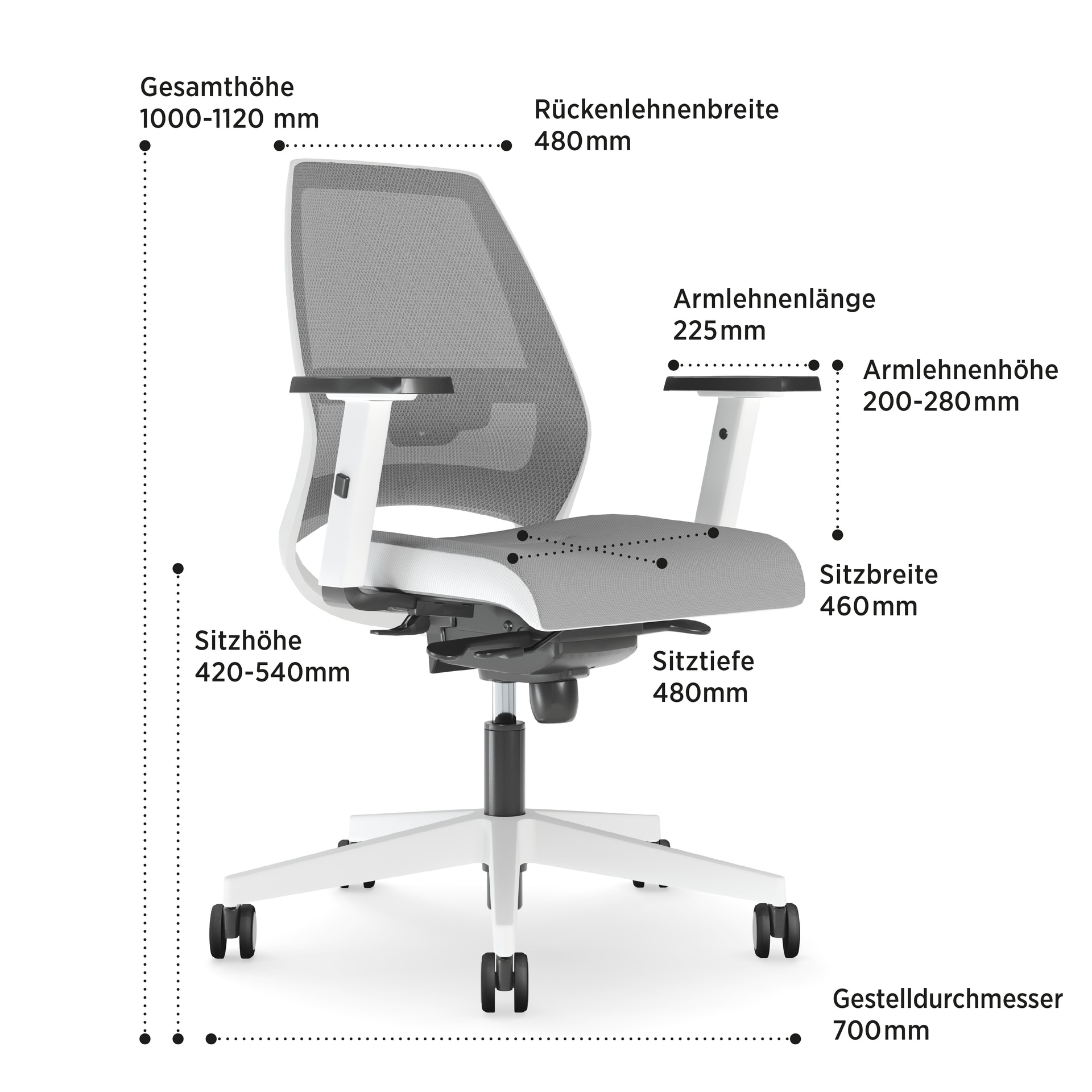 NOWY STYL Drehstuhl KENARI weiß/ grau