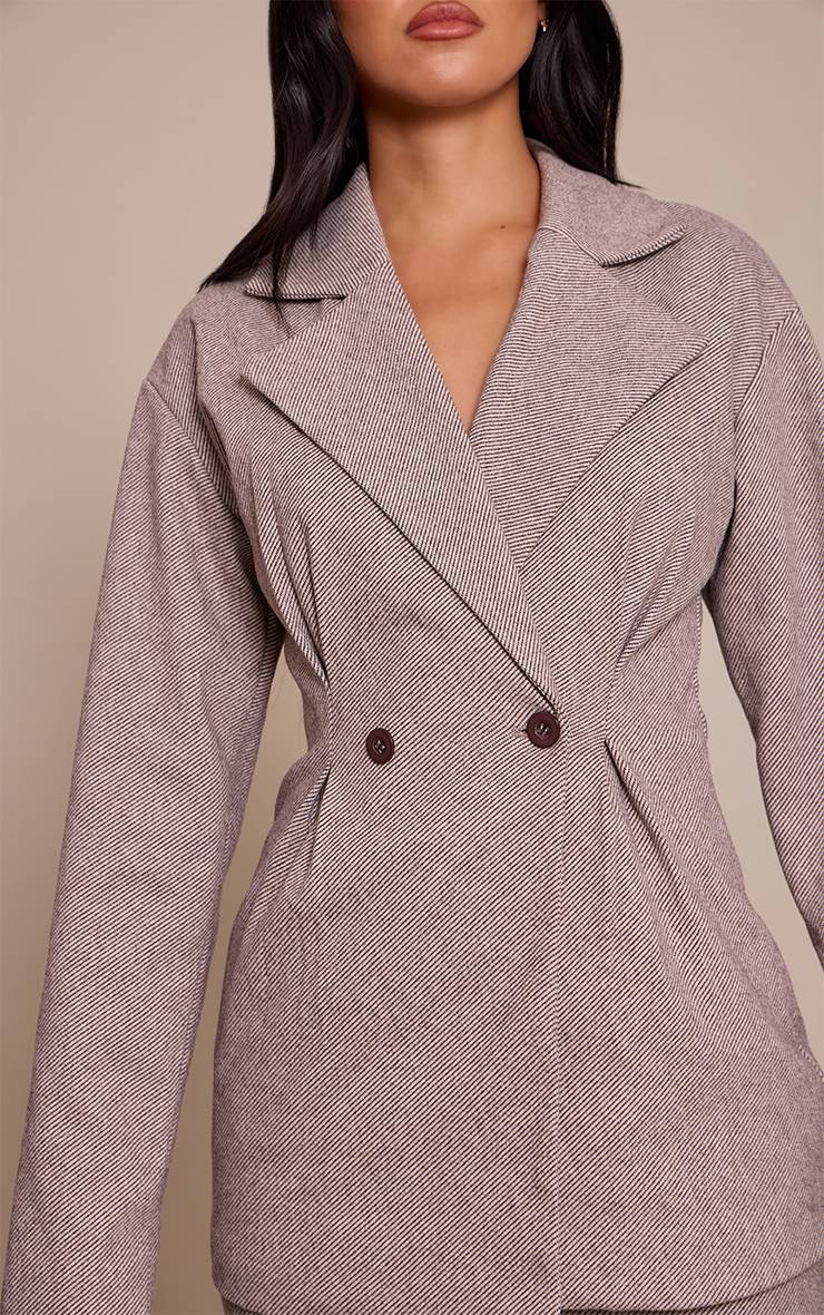 Chocolat Robe Blazer Cintrée Aspect Laine