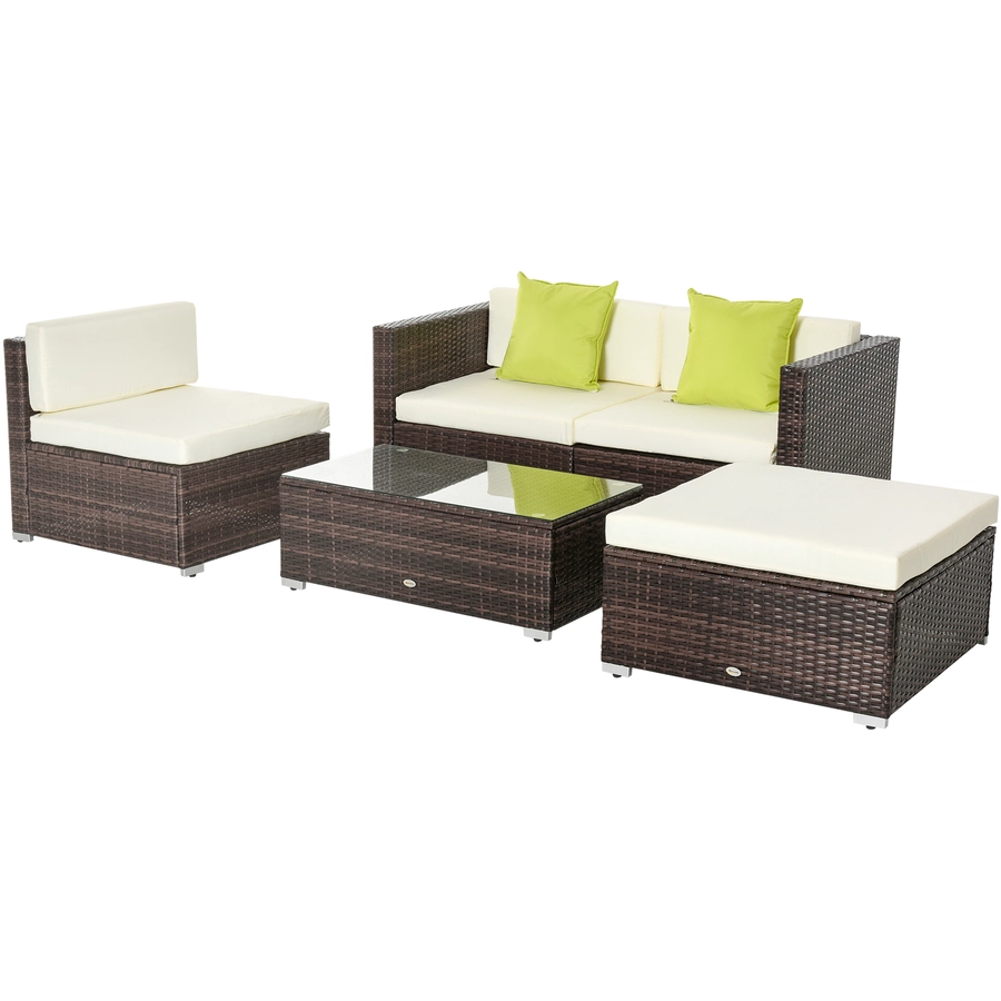 Outsunny Gartenmöbel Set mit Beistelltisch braun
