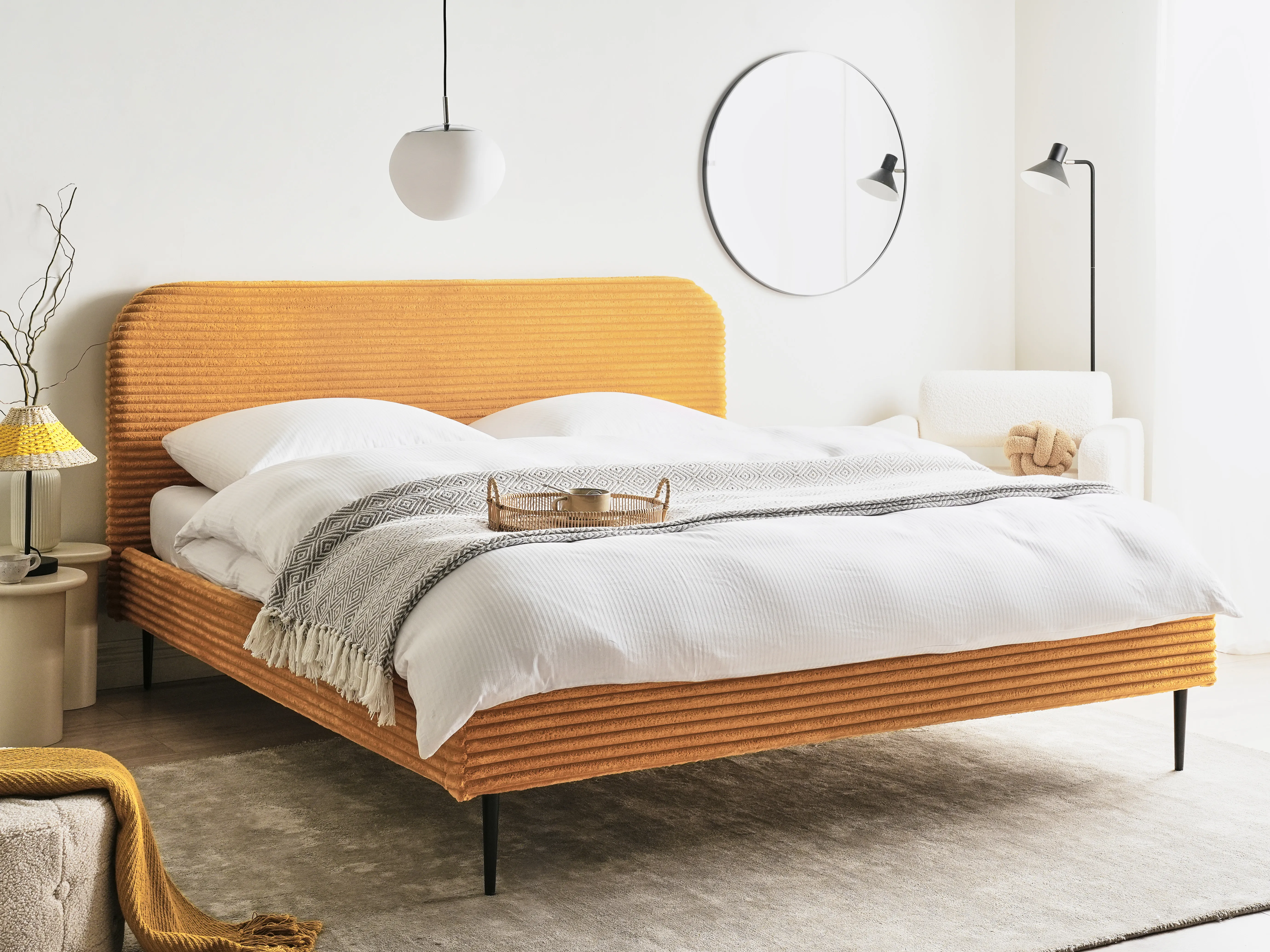 Bed Corduroy FLAYAT 180 x 200 cm Oranje