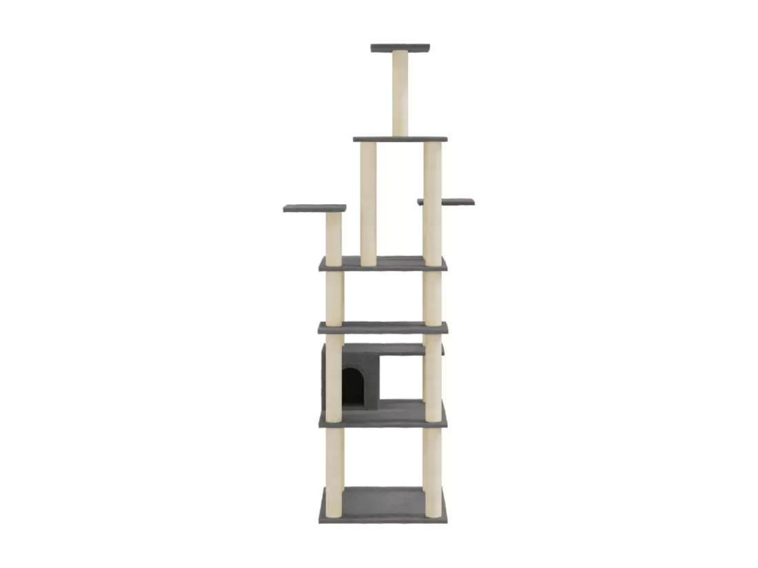 Arbre à chat avec griffoirs en sisal Gris foncé 183 cm