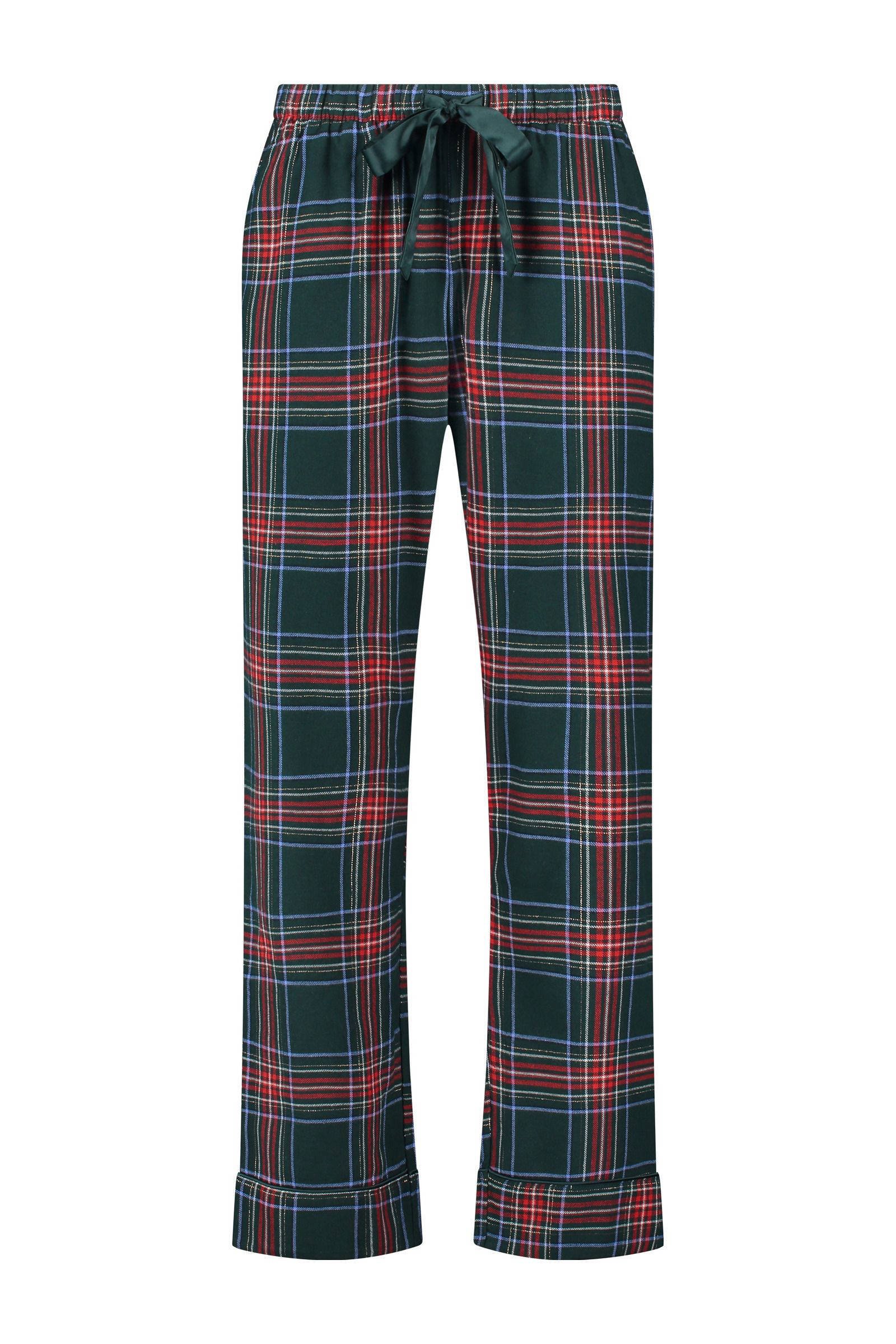 Hunkemöller flanellen pyjamabroek groen/rood