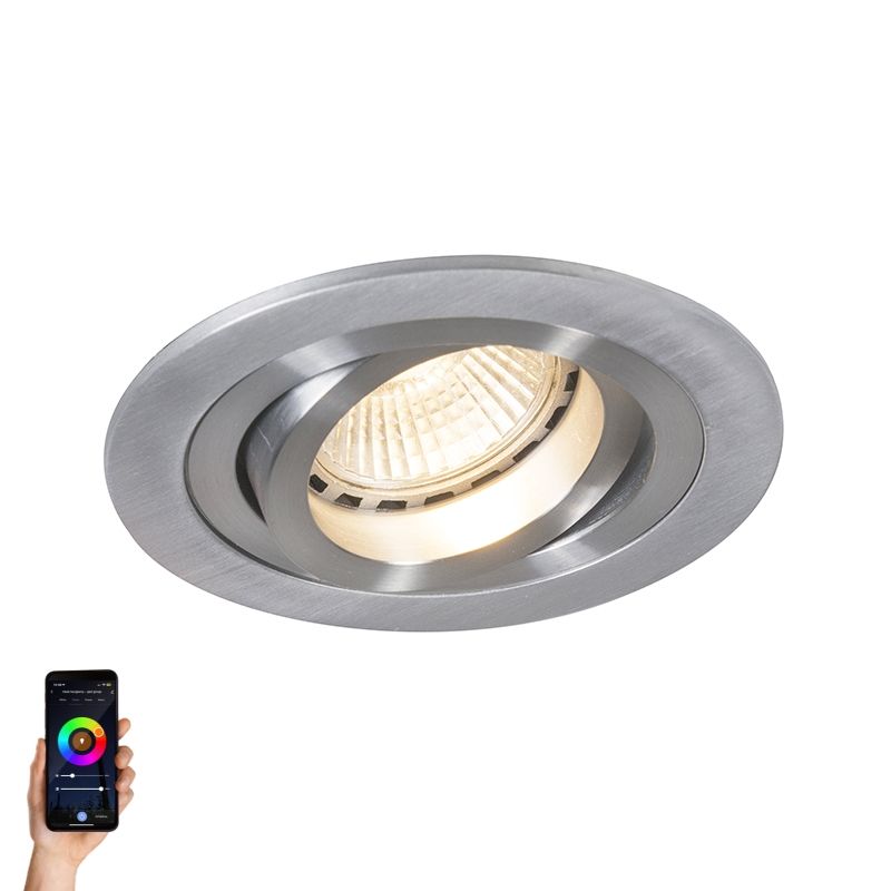 Smart moderne inbouwspot staal incl. Wifi GU10 lichtbron - Rondoo