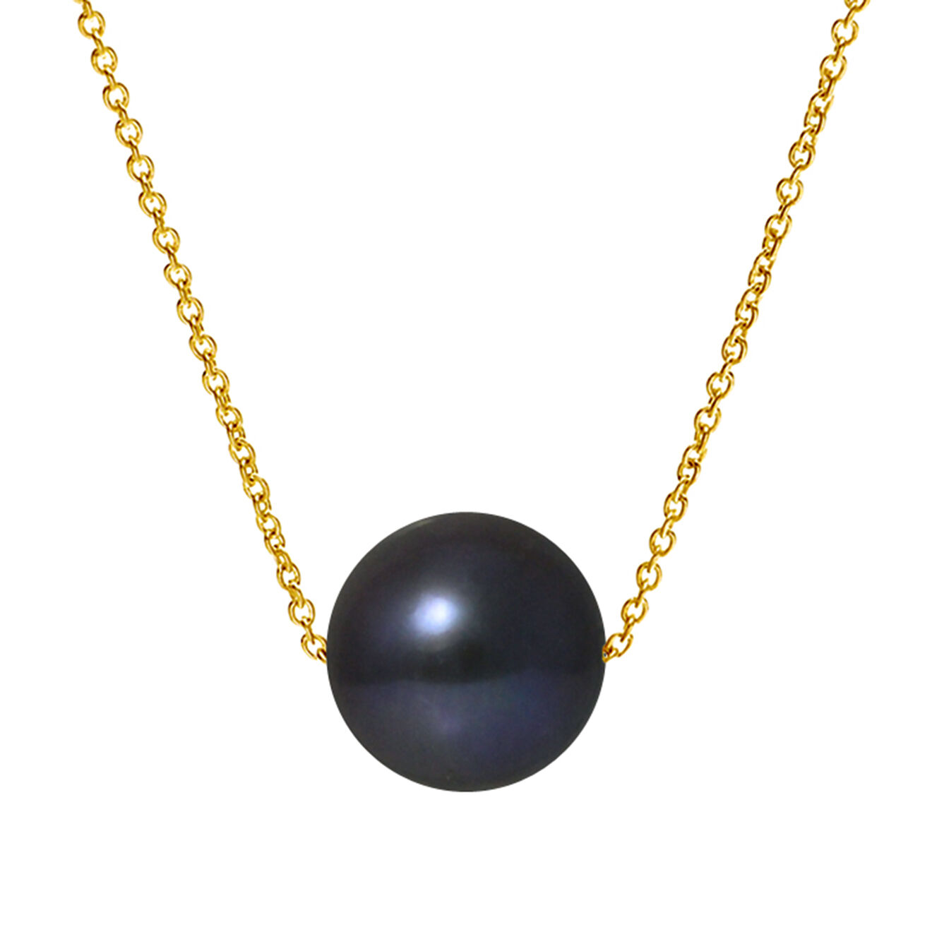 Mitzuko Collier Or Jaune Perle d'Eau Douce ronde noire