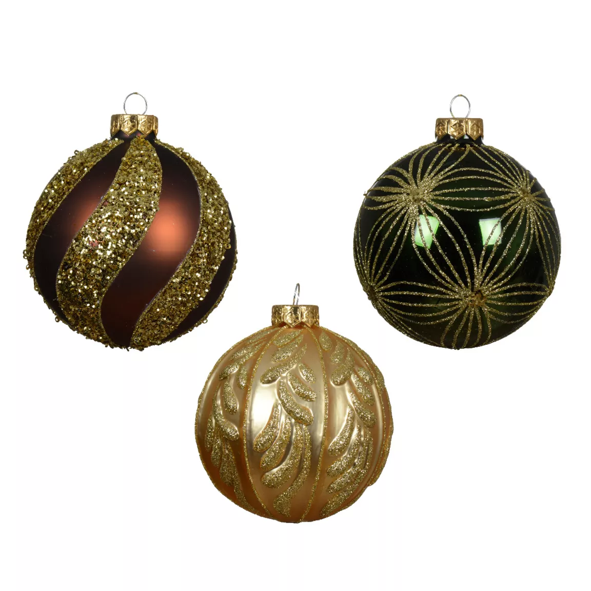 Lot de 12 boules de Noël en verre (D100 mm) Ornements Dorés