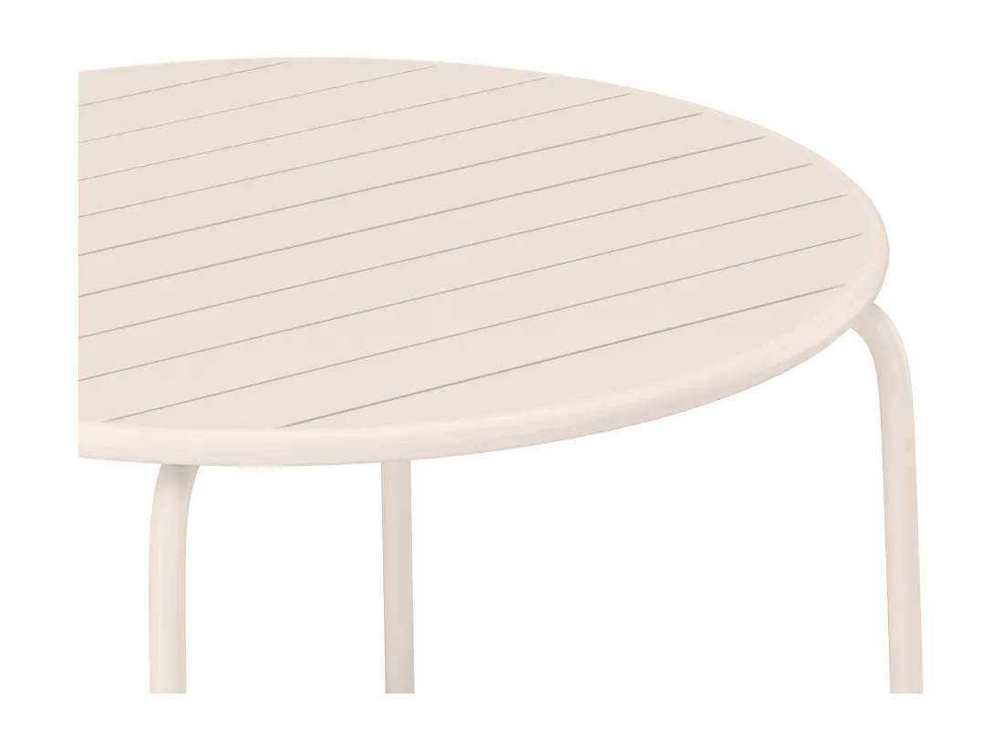 Salle à manger de jardin en métal - une table D.110 cm et 4 chaises empilables - Beige - MIRMANDE de MYLIA