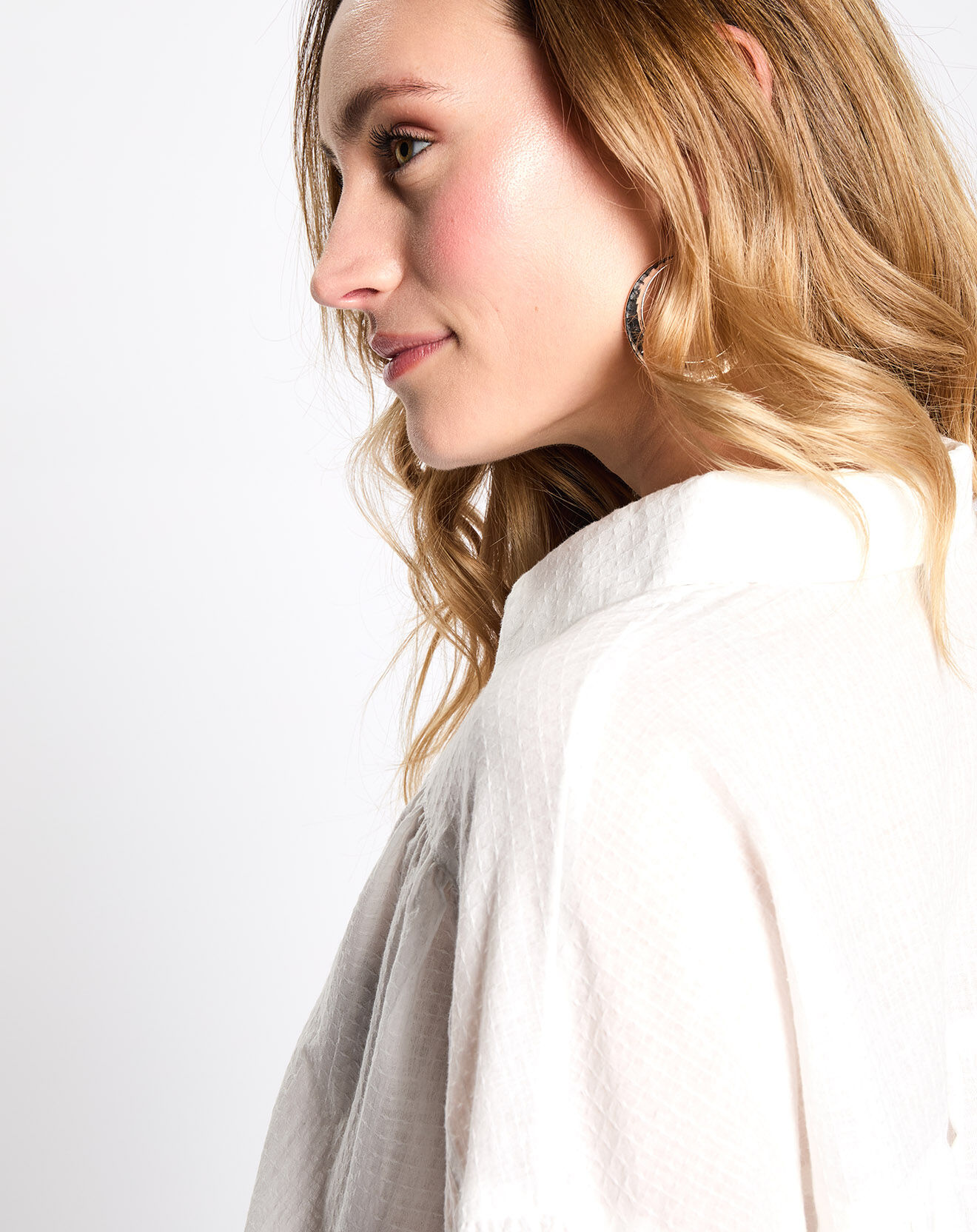 Esprit Chemise bouffante gauffrée blanche