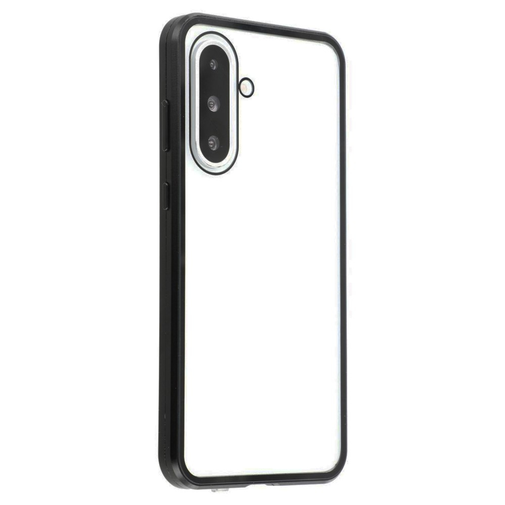 Samsung Galaxy A56 Magnetische Alu Schutzhülle mit Panzer Glas Backcover   Displayschutz (Magnet-Technologie) - Schwarz