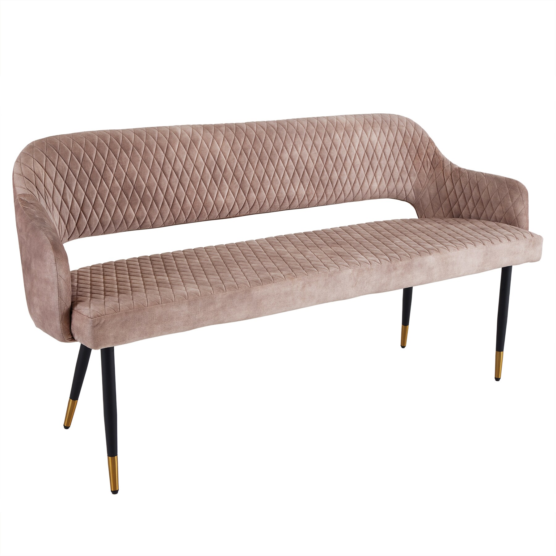 riess-ambiente Sitzbank PARIS - 160cm greige Samt Rückenlehne goldene Fußkappen Retro Metallbeine