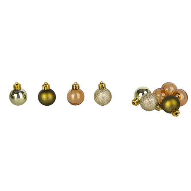 Christbaumkugeln - bruchfest - braun/grün/gold - ca. 3 cm - 24 Stück