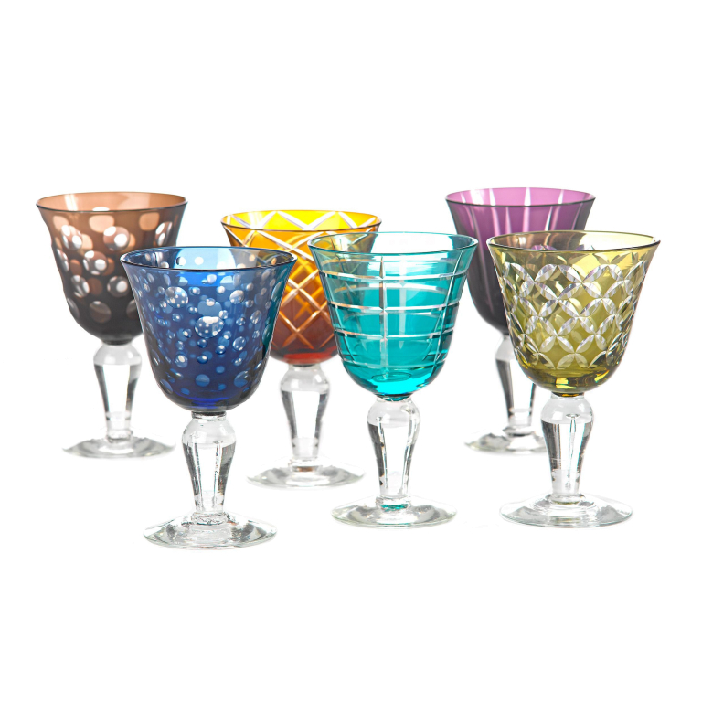 POLSPOTTEN Cuttings wijnglazen set van 6 multicolour