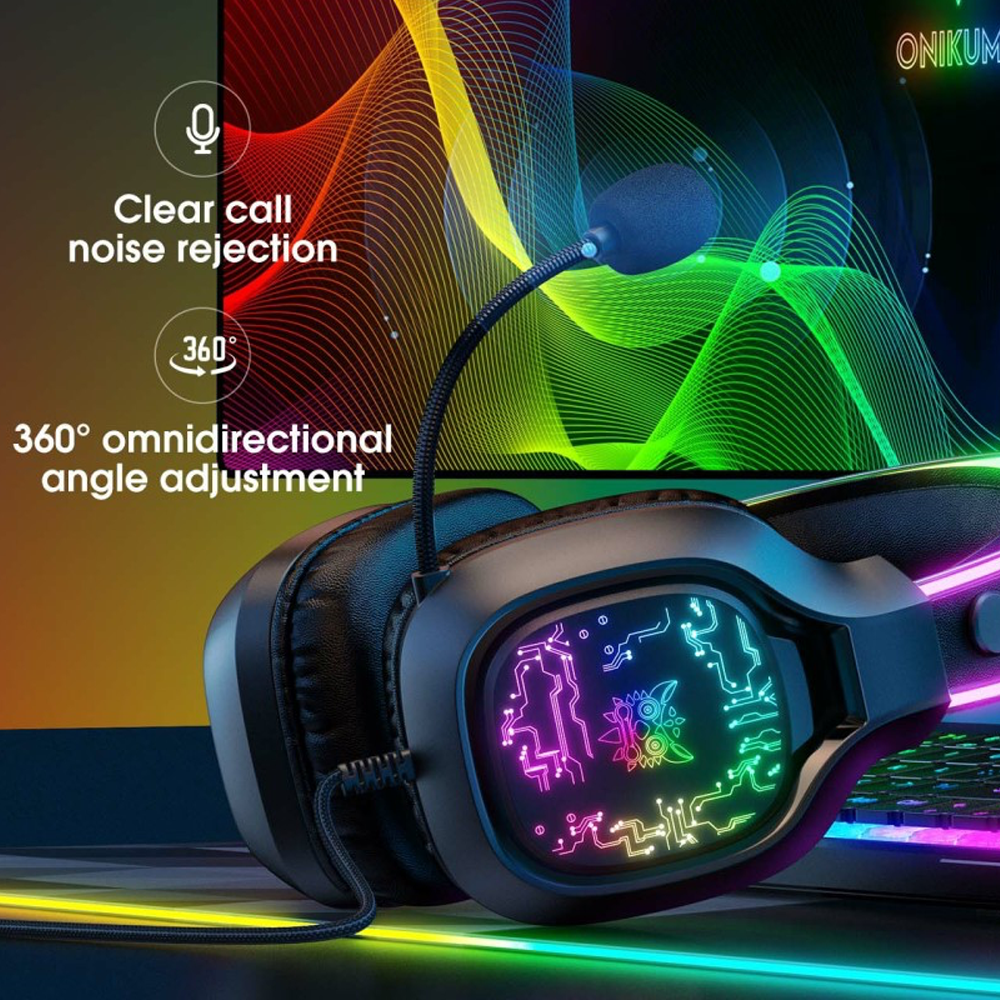 X22 Gaming USB Kopfhörer Over-Ear LED Stereo Headset mit Mikrofon   3.5mm Klinken Anschluss - Weiss