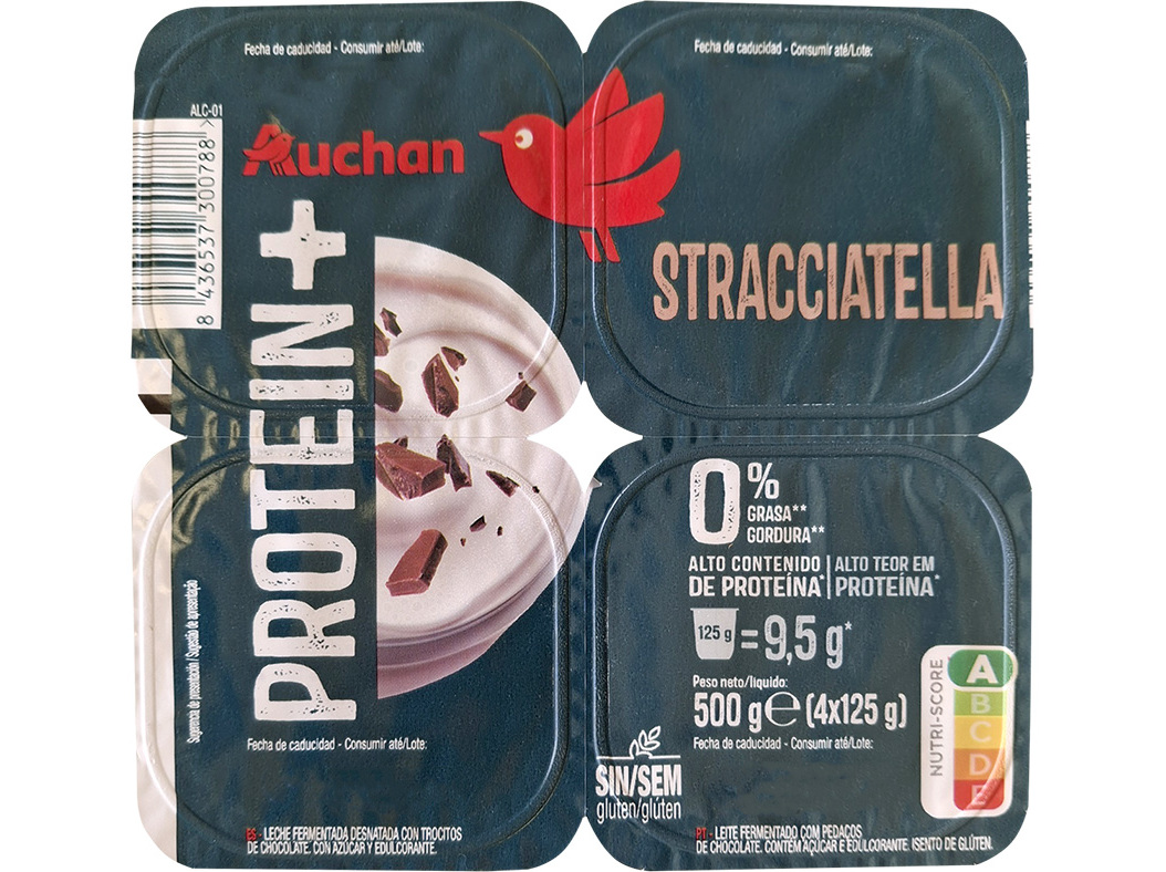 IOGURTE MAGRO PROTEÍNA AUCHAN STRACCIATELLA 4X125G