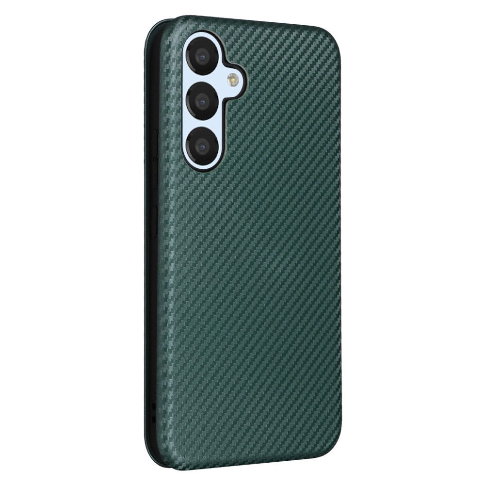 Samsung Galaxy A54 5G Leder Tasche Flip Cover Carbon Look - Grün