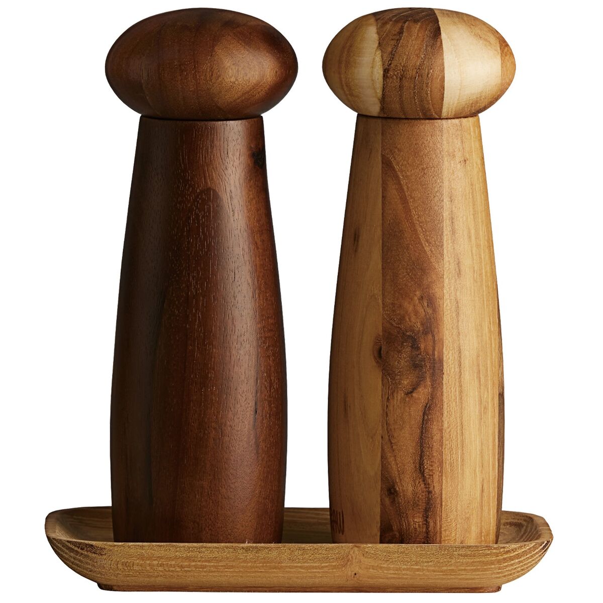RAW kvernsett + brett, teak/mørkt tre