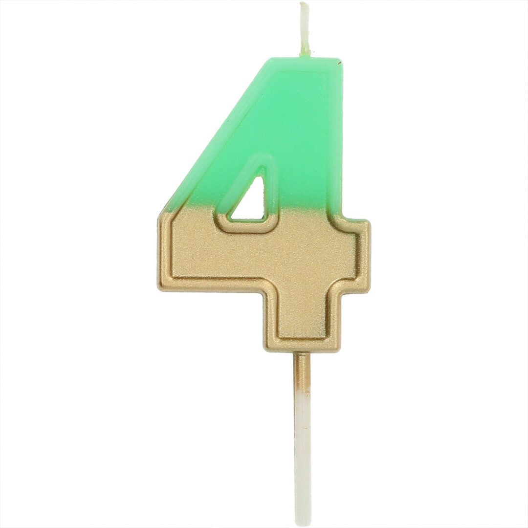 Verjaardagskaars groen goud - 4 jaar