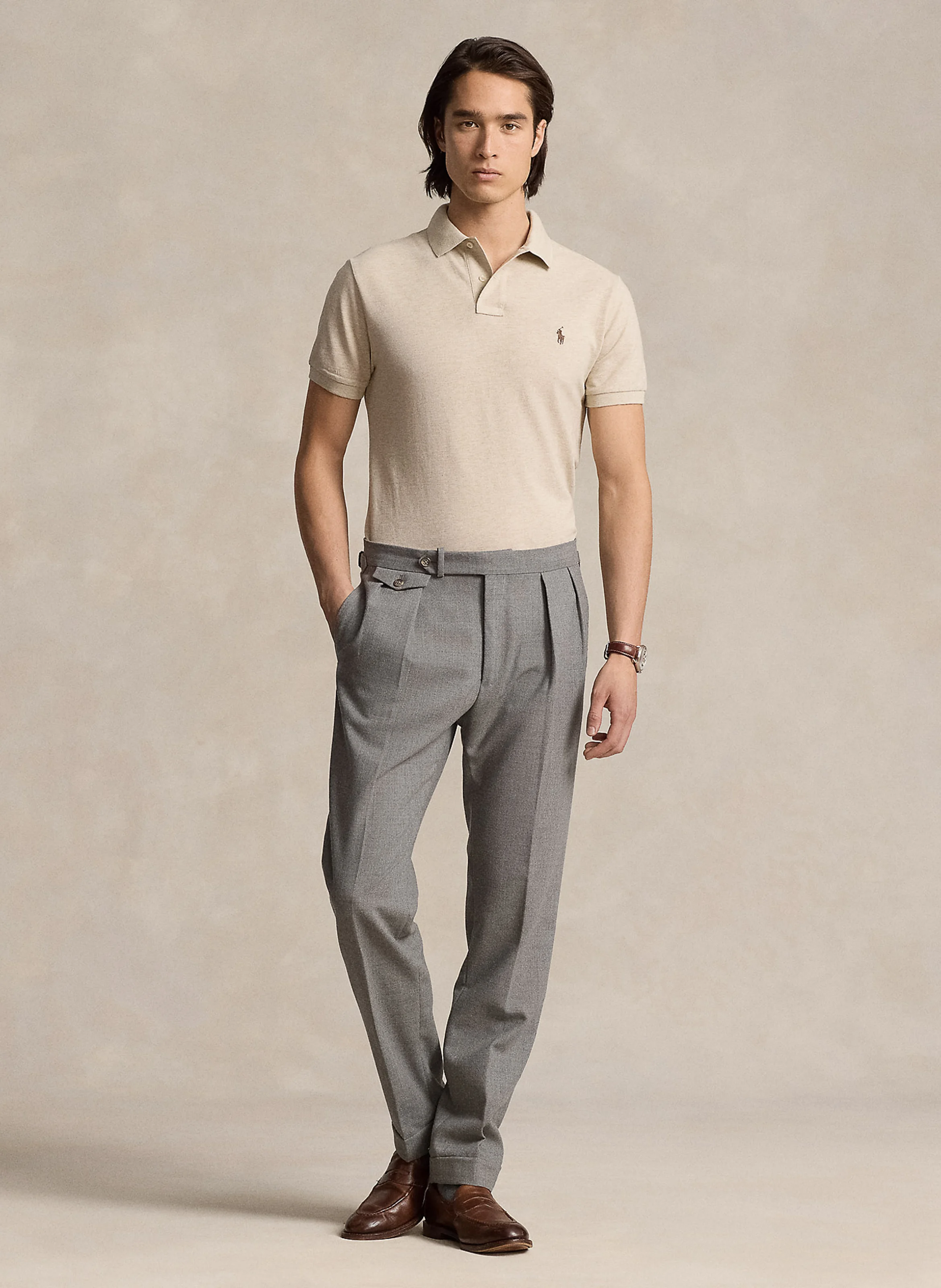 Polo slim-fiit en coton | Gris