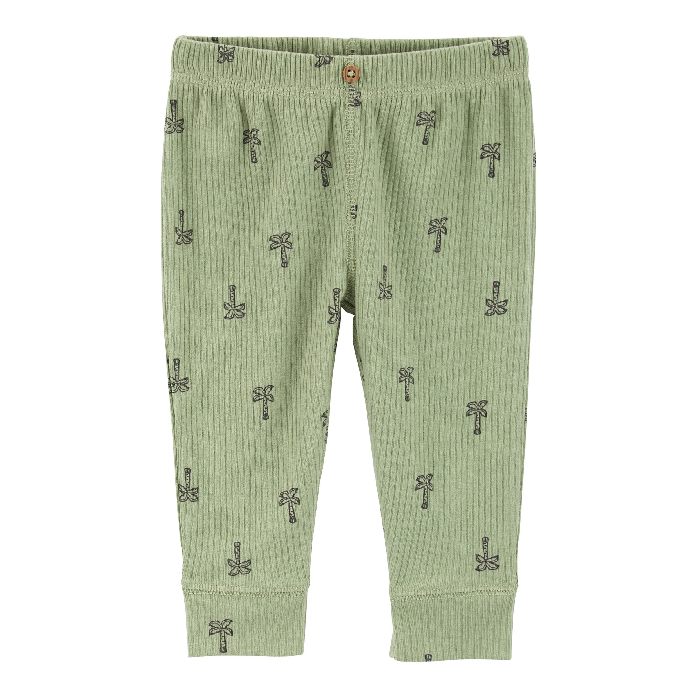 Carter's 3-tlg. Set Body kurzarm, Body ohne Arm und Jogginghose Rippqualität Palmen grün/beige