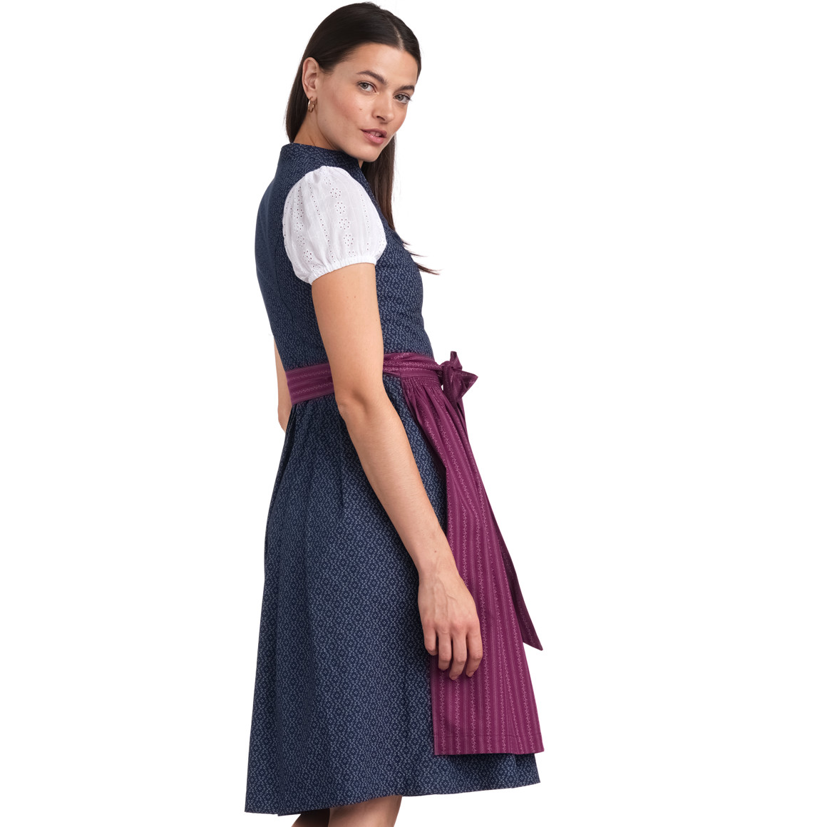 Gina Benotti Damen Dirndl mit Allover-Muster navy / bordeauxrot