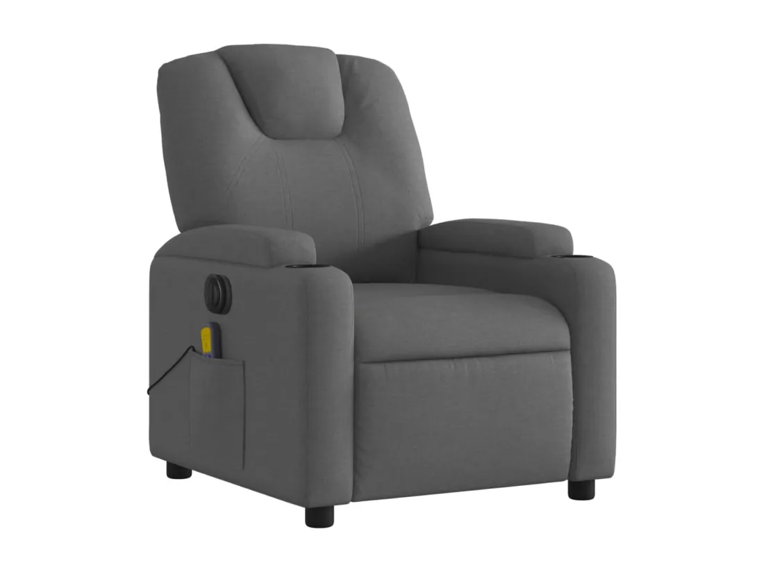 Fauteuil inclinable massant électrique gris foncé tissu