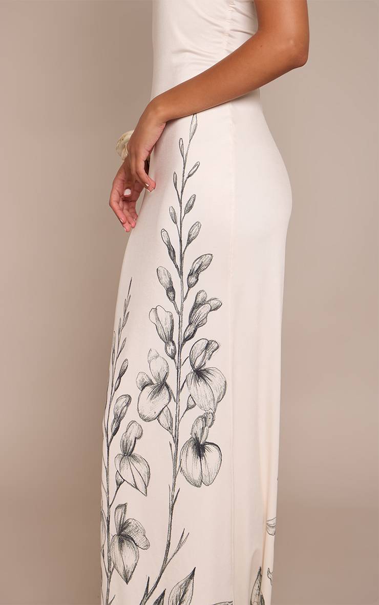 Crème Robe Maxi Bandeau À Imprimé Fleuri