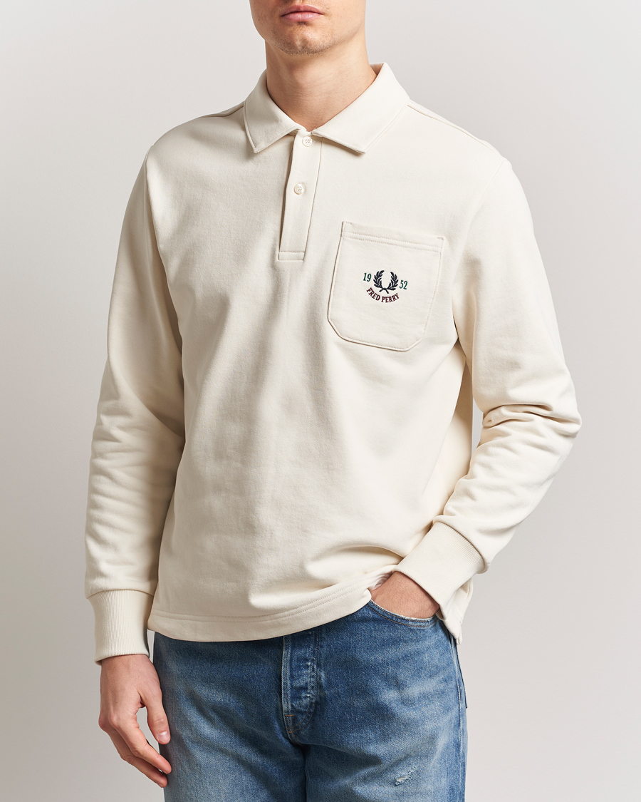 Fred Perry Embroidered Champion Rugby Sweater Ecru