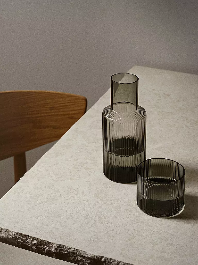 FERM LIVING Karaffen Set Ripple Small Smoked Grey grau