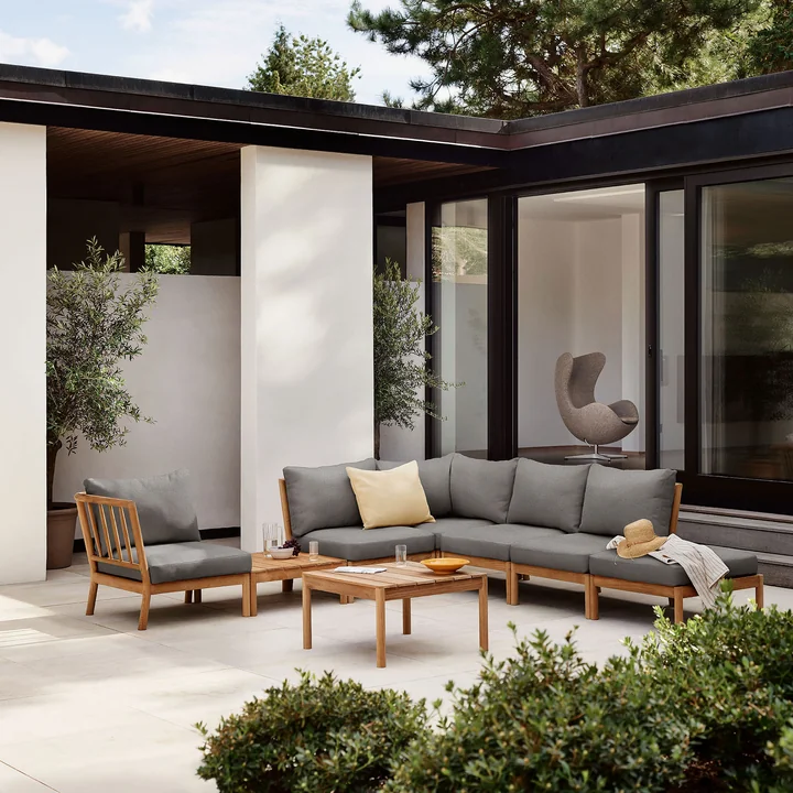 Fritz Hansen - Skagerak Tradition Outdoor Sofa Eckmodul, Teak / light sand