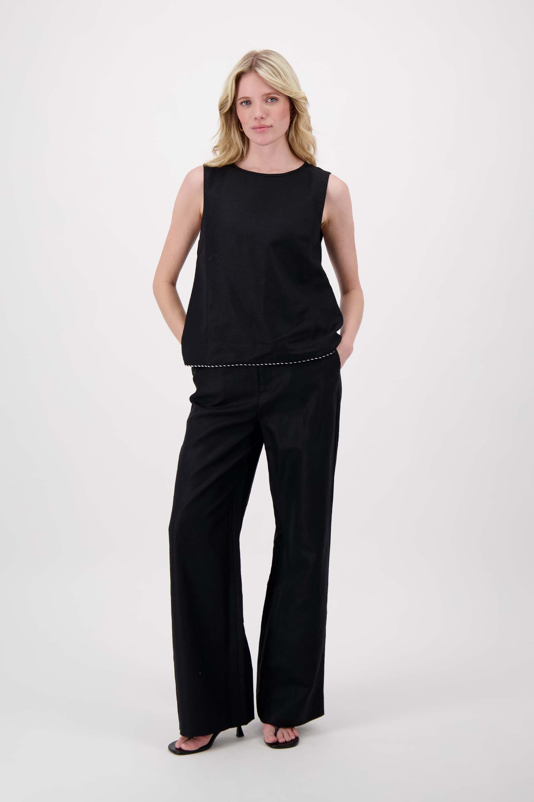 linnen broek met tape details
